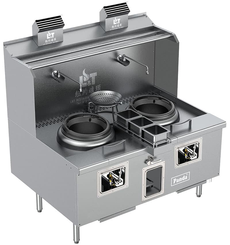 Dual-Burner American-Style Natural Draft High-Power Wok Range (Natural Gas)
