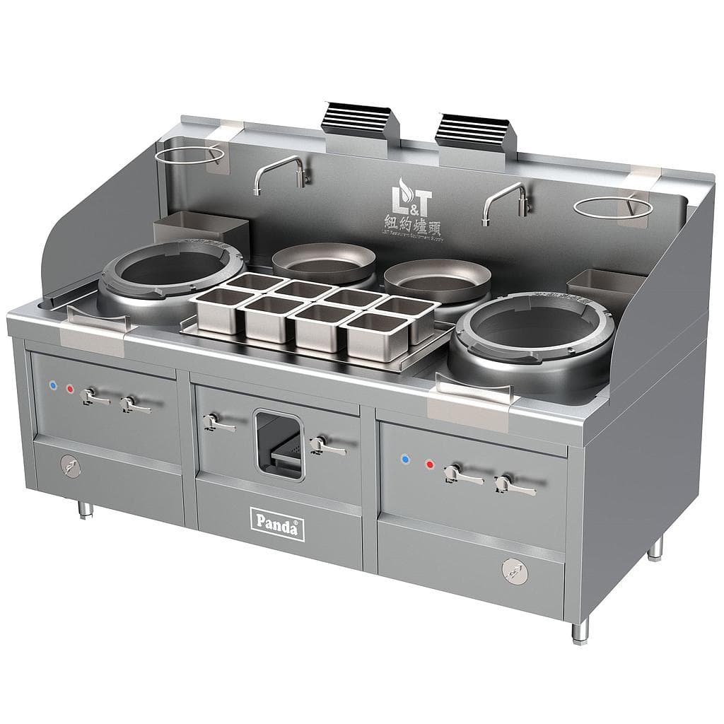 79" Grand Turbo Wok Range 2 Burners + 2 Warming Pots