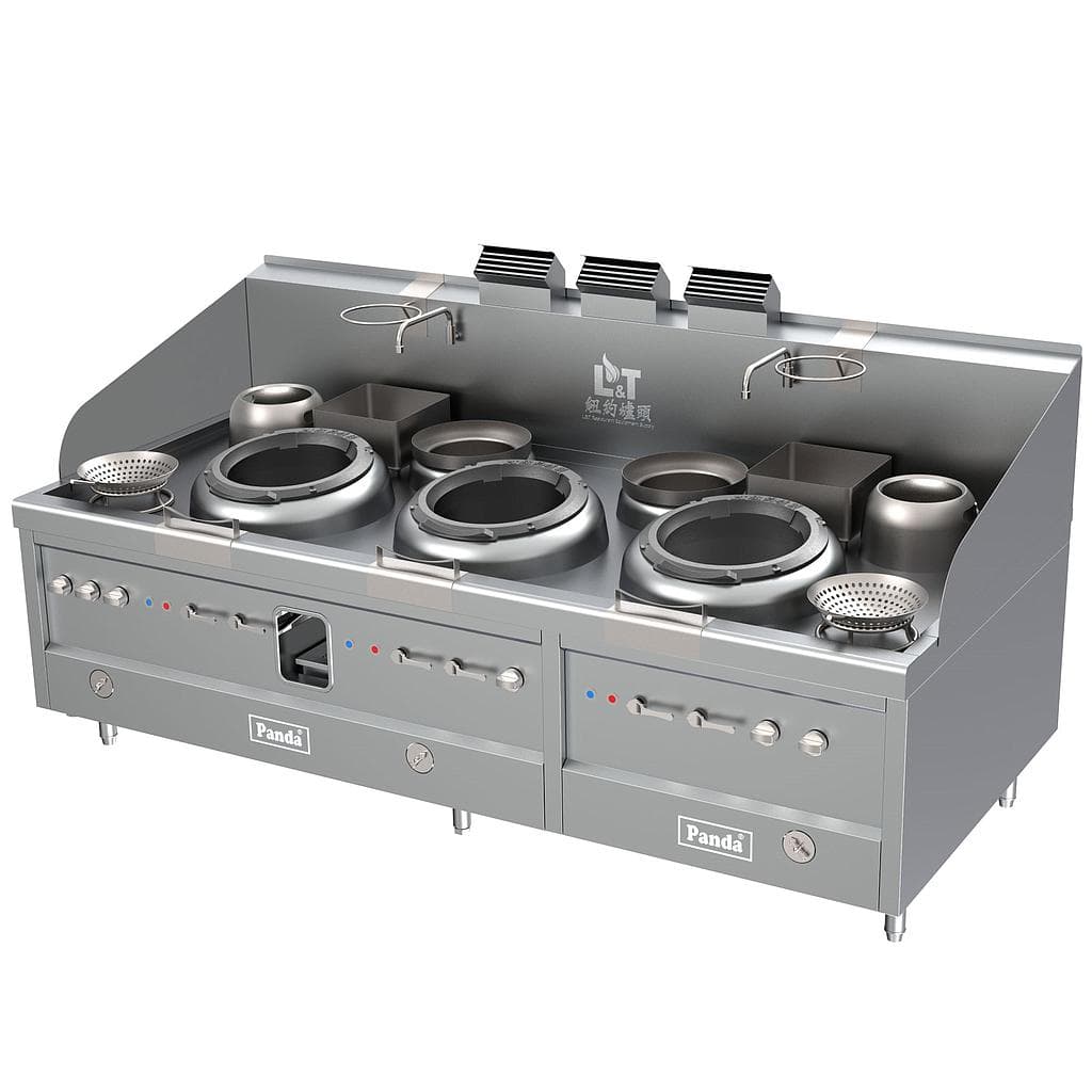 Turbo Wok Range 3 Burners + 2 Warming Pots + 2 Slow Cook Chambers